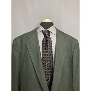 Mens Blazer Sport Coat Suit Jacket 47L 51" 2 Button Green Wool John Weitz Mint